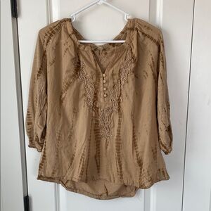 Vintage America Tan Ruffled Blouse